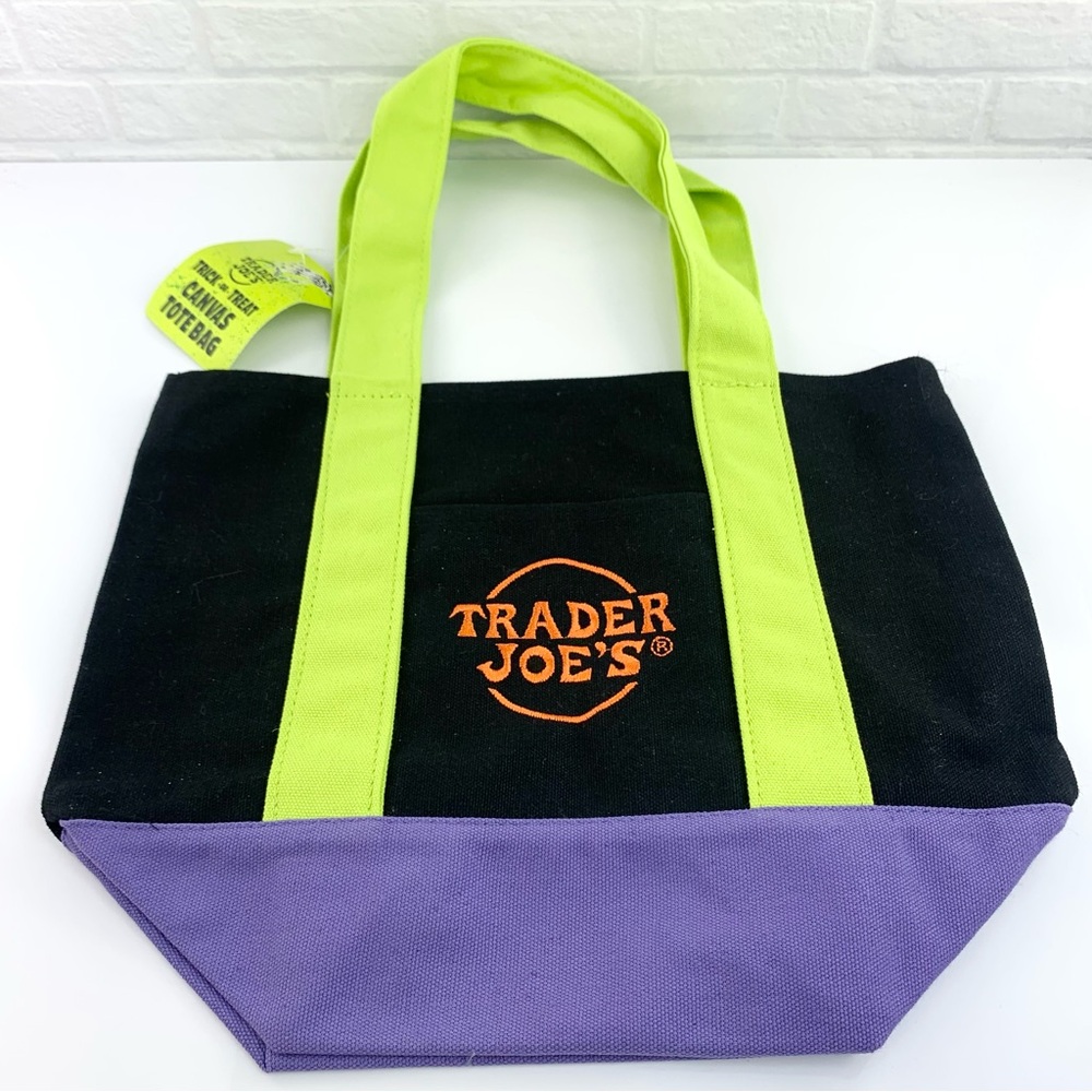NEW! Trader Joe's Halloween Mini Tote Bag Black/Multi